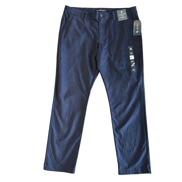 NWT U.S. Polo Assn | Autumn Navy Blue Slim Straight Chino Pants | Men’s 38x32 - Picture 1 of 9